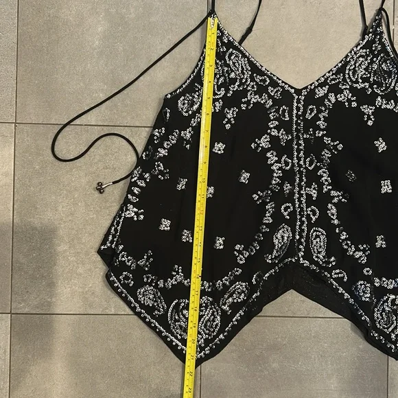 Free People  Black Tie Sequined Camisole - Picture 4 of 8